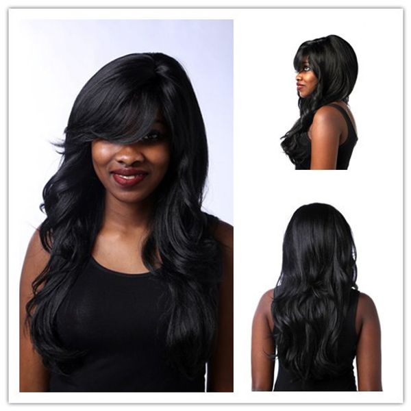 Xiu Zhi Mei 24inch 1b Long Black Wig Wavy Hairstyles For Women