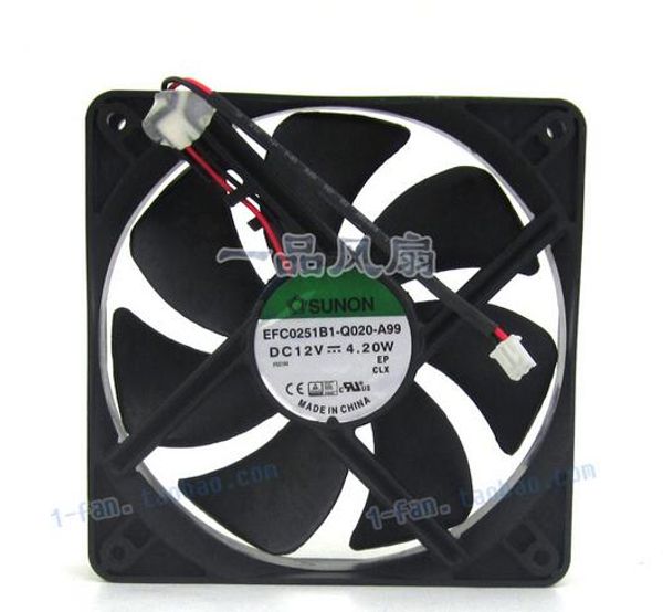 SUNON 12025 EFC0251B1-Q020-A99 120 * 120 * 25MM 12V 4.20W 12CM ventoinha de arrefecimento 2 de arame