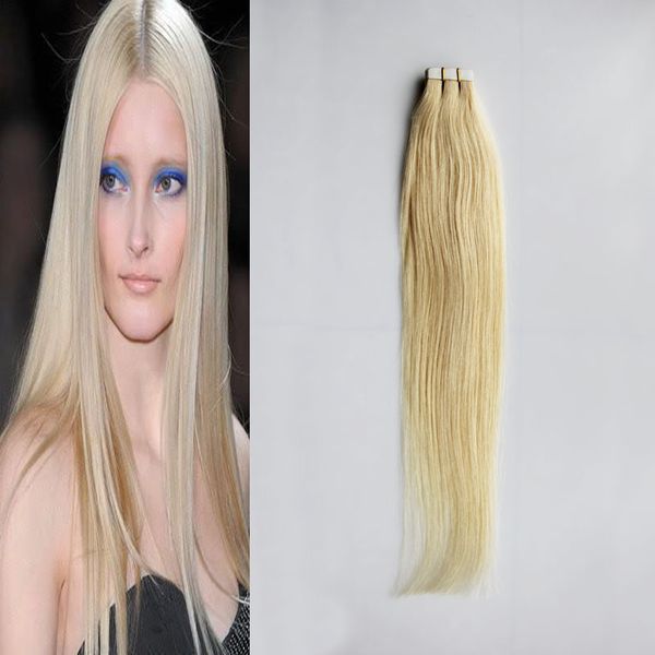 6а платиновые блондинки прямые волосы бразильские кожи утка волос 20 шт. Блондинка ленты человеческие волосы 30 г 40 г 50 г 60г 70г
