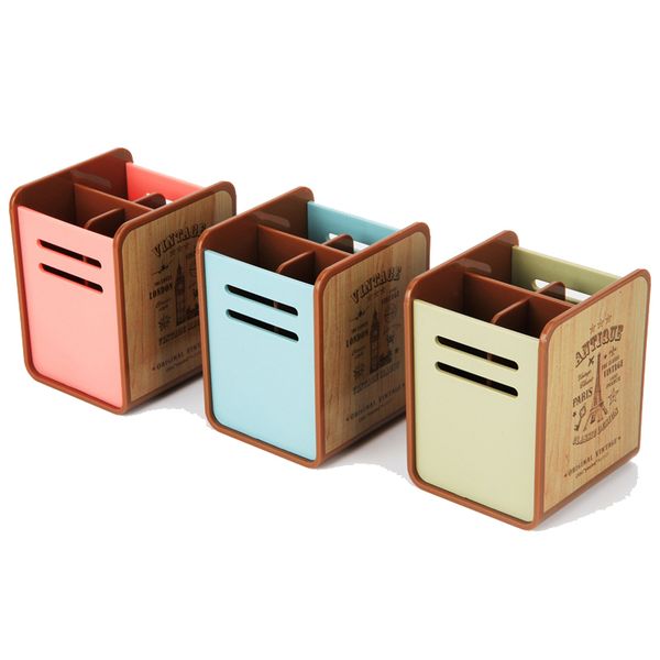 

wholesale-papeleria vintage novelty pen holder desk stationery holder decorative plastic containers storage box plastic pencil pots