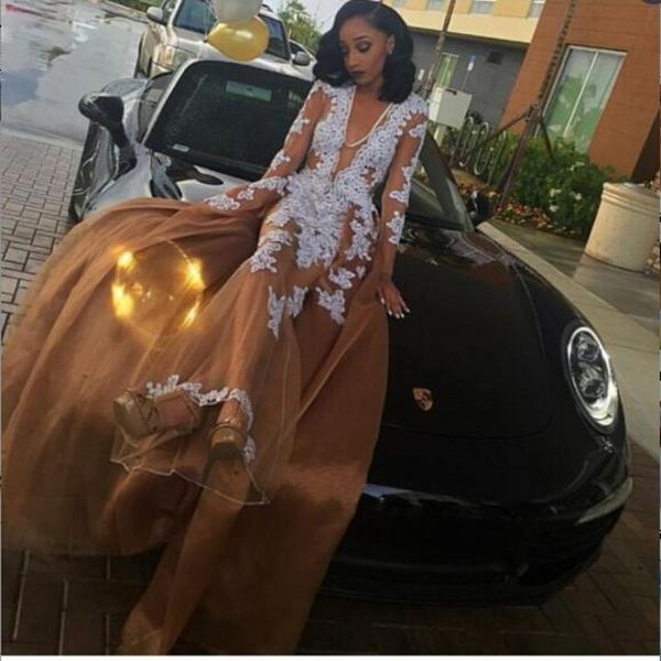 

champagne prom dress lace appliques deep v neck mermaid evening dress long fashion party gowns, Black;red