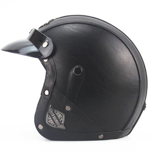 Caschi in pelle per adulti TKOSM Casco da moto 3/4 Casco da bici Chopper di alta qualità Casco da moto vintage a faccia aperta Motocros2439