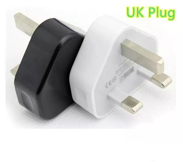 Bianco nero Regno Unito Plug 3 Pin Main Adapter Adapter Plug 5 V 1A UK USB Adattatore da parete USB per Smartphone Tablet PC universale