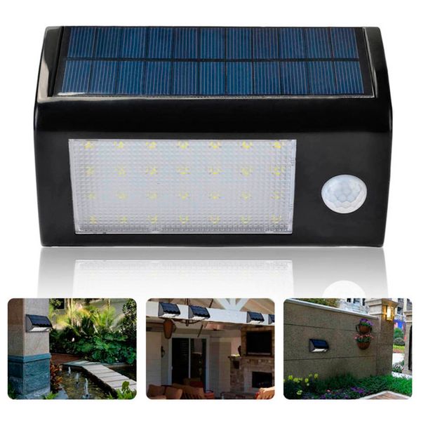 Lampada da parete solare con sensore di movimento a luce solare esterna da 500LM, sicurezza, 28 LED, percorso per scale, illuminazione da giardino paesaggistico