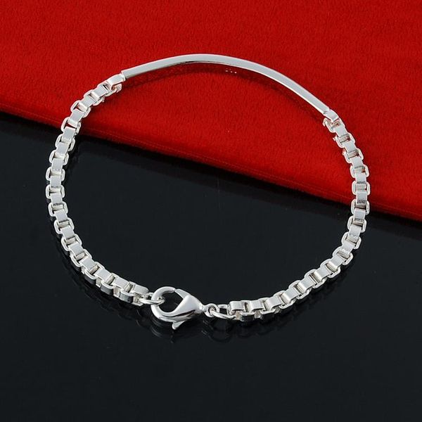 

5 pcs/lot wholesale 925 sterling silver cowboy square aberdeen box chain bracelet silver jewelry bangle bracelet, Black
