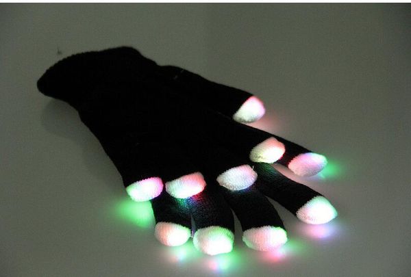 

novelty led flashing gloves colorful finger light glove christmas halloween party decorations glowing glove party rave prop wholesale, Black