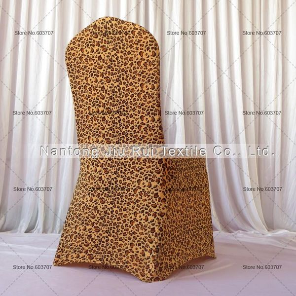 Leopard Print Lycra Chair Cover Flat Front For Wedding Decoration