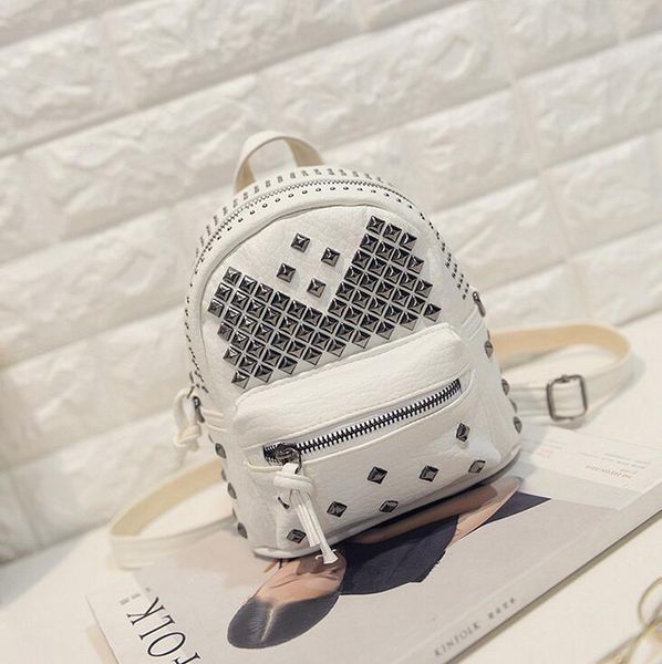 

2016 new lady bags korean wave rivet washed pu soft leather shoulder bag college wind ms. mini backpack