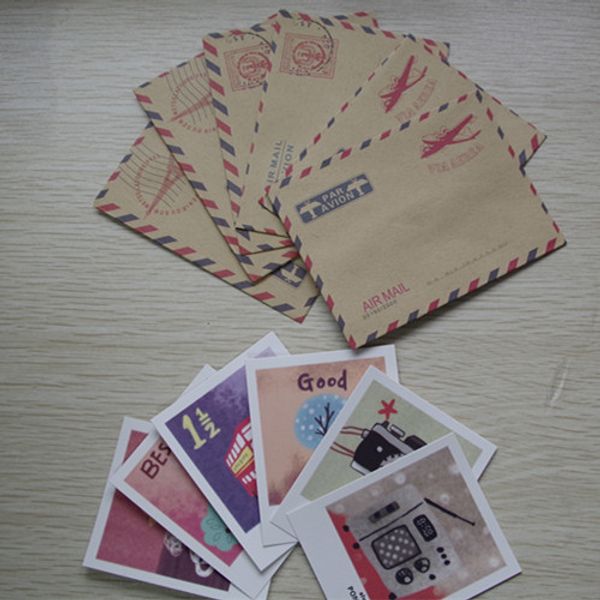 

оптовая торговля-6шт карты и 6шт мини-крафт коричневый бумажный конверт diy скрапбукинг хобби ремесла