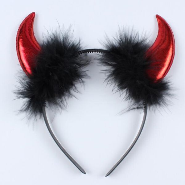 

feather devil horn headband horn hair band party favors halloween party cosplay props dress supplies gift