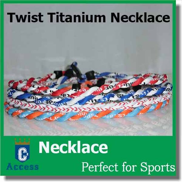 

double ropes twisted tornado baseball titanium sports necklaces, Golden;silver