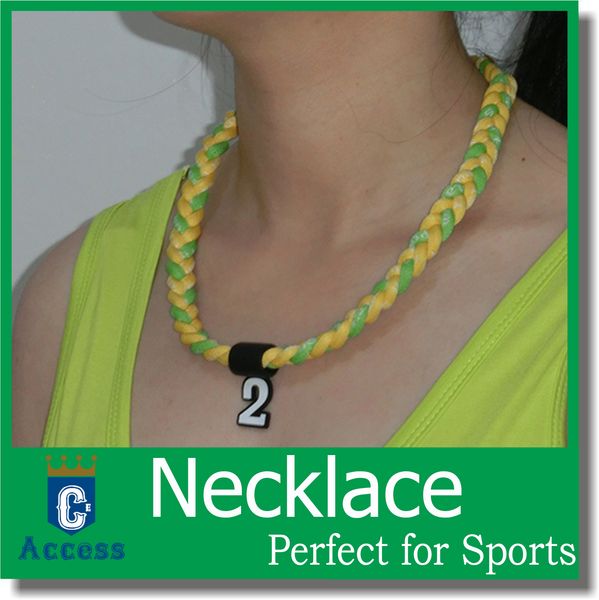 

wholesale fundraiser tornado twist titanium sports necklaces 3 ropes, Golden;silver