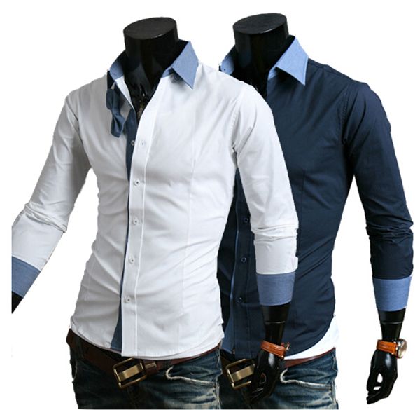 

new summer dress shirts mens fashion business casual shirt tie decorated handsome shirts, White;black