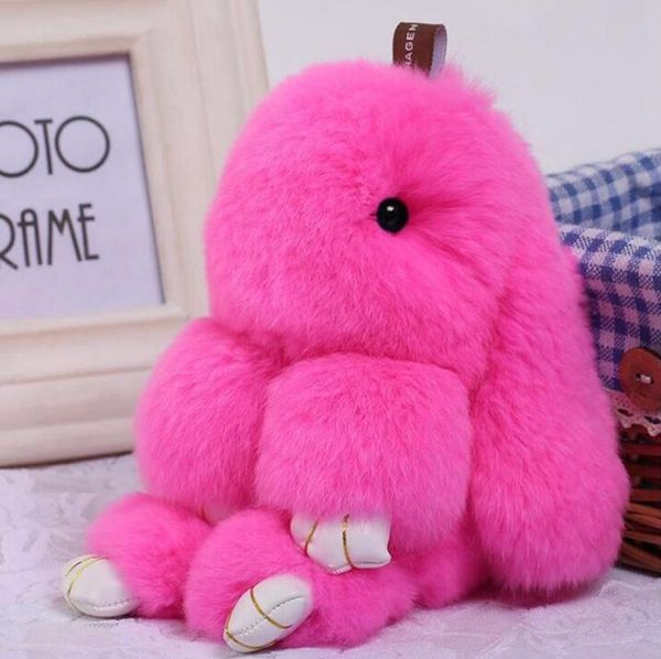 

new 18 cm rabbit hair rabbit hanging pendant multiple colour plush fur car keychain bag key ring pendant jewelry k353, Slivery;golden