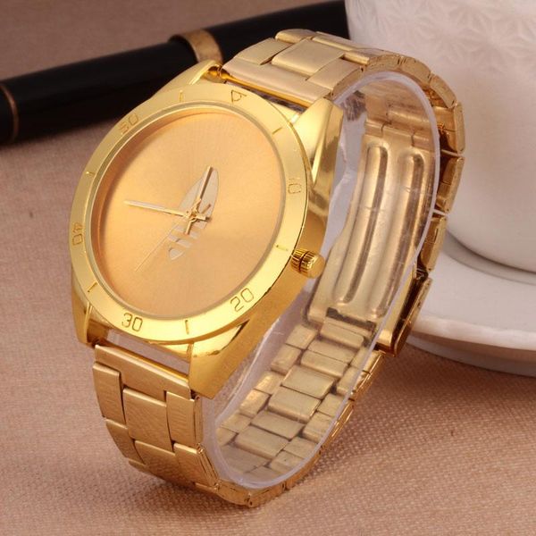 

Fashion women's Men's unisex Clover style dial Steel metal band quartz wrist watch AD08