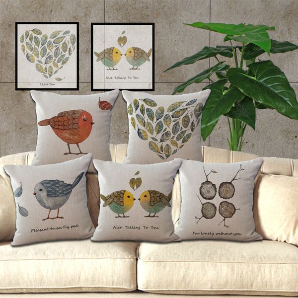 European Style Cushion Home Throw Pillows Birds Flowers Style