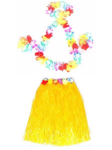 20 set 60 cm gonna erba hula hawaiana + 4 pezzi lei set per adulti luau costume festa in costume spiaggia ghirlanda di fiori set nave libera