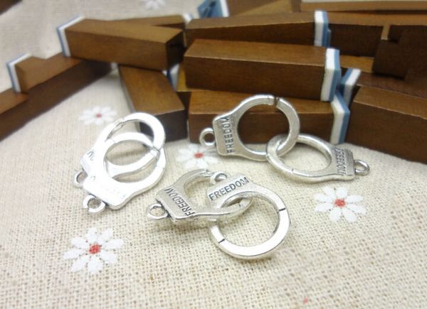 

100pcs 42*15mm handcuffs charms beads fit european bracelets for fashion style chirstmas style diy charm pendant, Bronze;silver