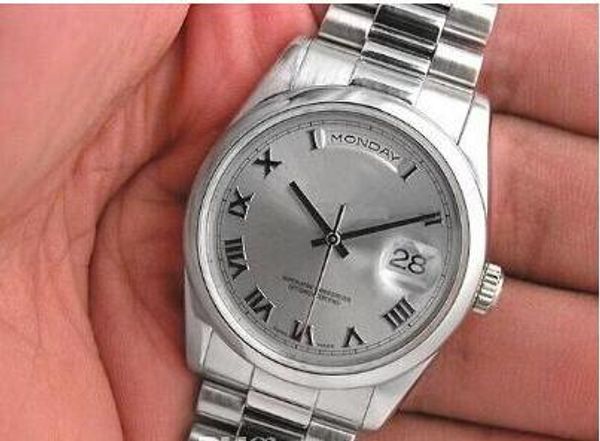 Top qualidade luxur Detalhes sobre MENS PLATINUM PRESIDENTE RHODIUM ROMAN DIAL 118206 NOVO vestido relógio dos homens Relógios relógio de pulso