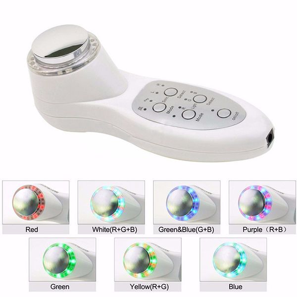 

7 color led ultrasonic 3mhz pn led lights skin rejuvenation face lift ultrasonic facial massager device