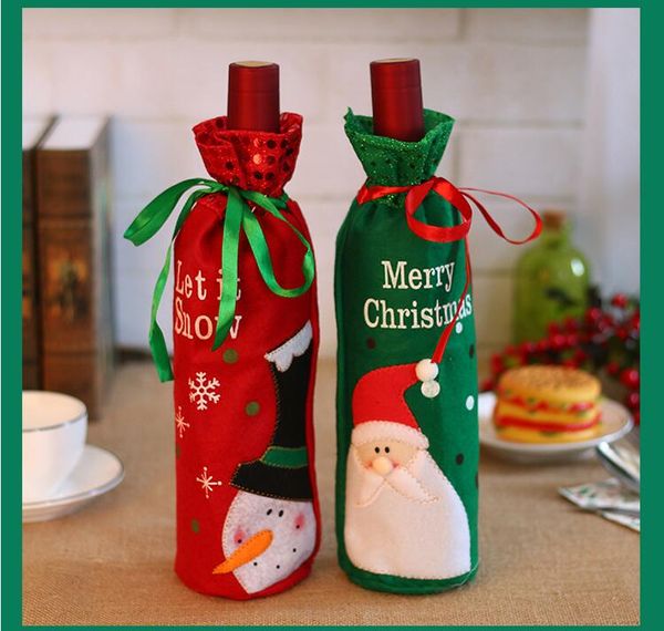

christmas wine bottle bag red wine bottle covers sequined embroider santa clause gift bag christmas decorations xmas jmt 003