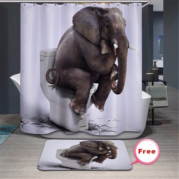 Grosshandel 180x180 Cm Mode Braun Grau Elefant Wasserdicht Bad