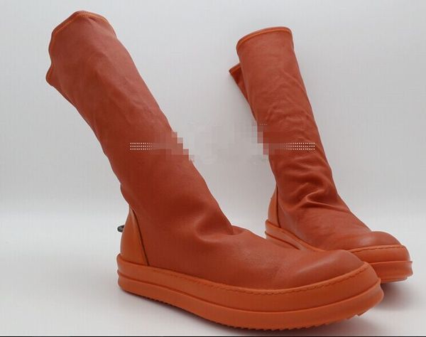 

factory outlet hook socks elastic sheepskin boots boots tide fashion lovers men orange sleeve comfort elevator shoes, Black