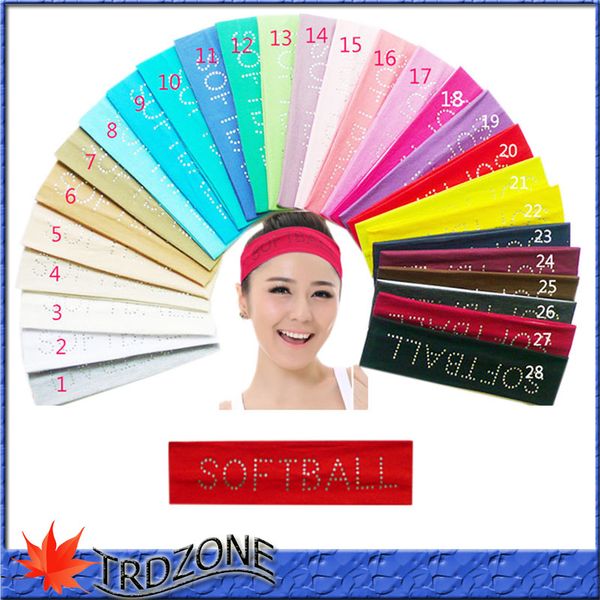 

softball rhinestone bling cotton headbands for sports women girls 131 color, Silver
