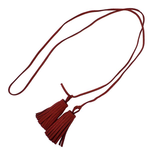 

gothic fashion simple design black wine leather rope chain long tassel pendant necklace jewelry, Golden;silver