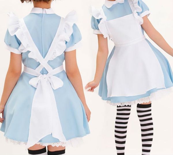 

wholesale-s-xxl alice in wonderland sweet waiterress maid lolita costume blue halloween fancy dress, Black;red