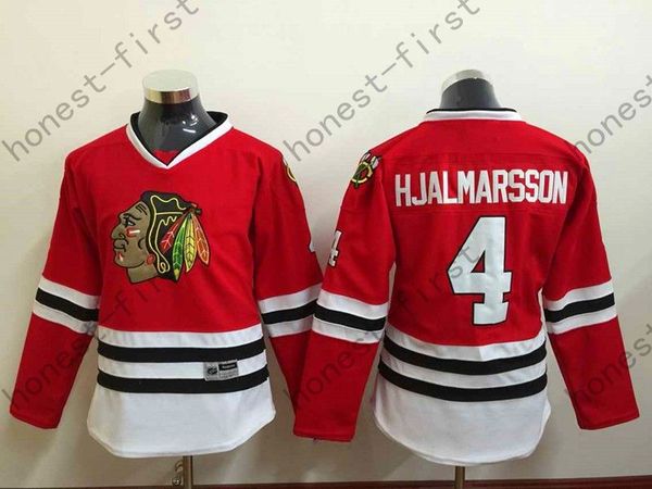 

#4 Niklas Hjalmarsson Womens Blackhawks Jersey Home Red, Premier Stitched Cheap Chicago Blackhawk Hockey Jerseys Shirt Women