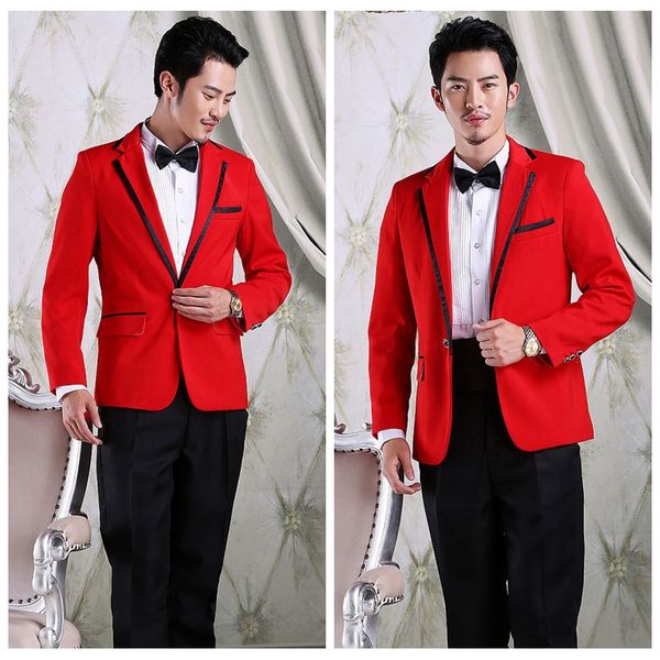 

wholesale- men 's wedding new man evening party suits set host moderator studio performance clothing new, White;black