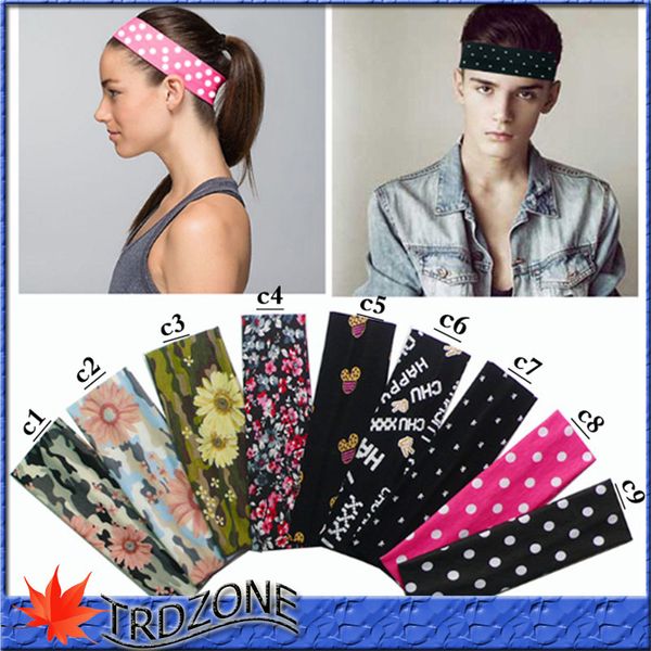 

131 color fashion printing cotton headband yoga sport sweatband hair band, Silver