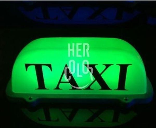 

dc 12v taxi cab sign roof er car super bright light lamp 10" greed