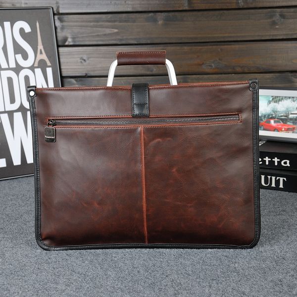 

briefcases simple design leather men briefcase with metal handle business document bag classic office mens bags handbag