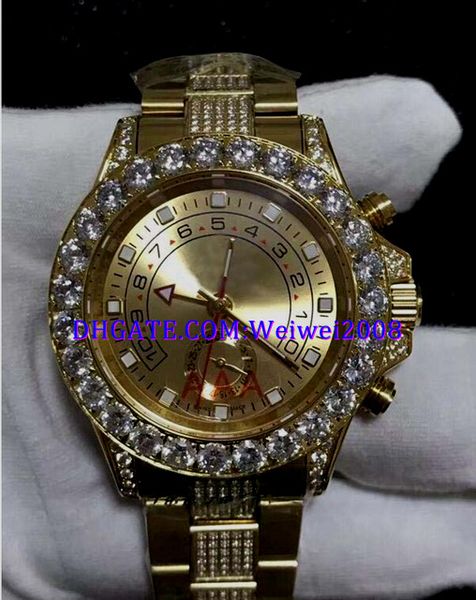 

4 style mens swiss watch 116680 white dial big diamond bezel 40mm 18k yellow gold dial gold diamond strap automatic watch, Slivery;brown