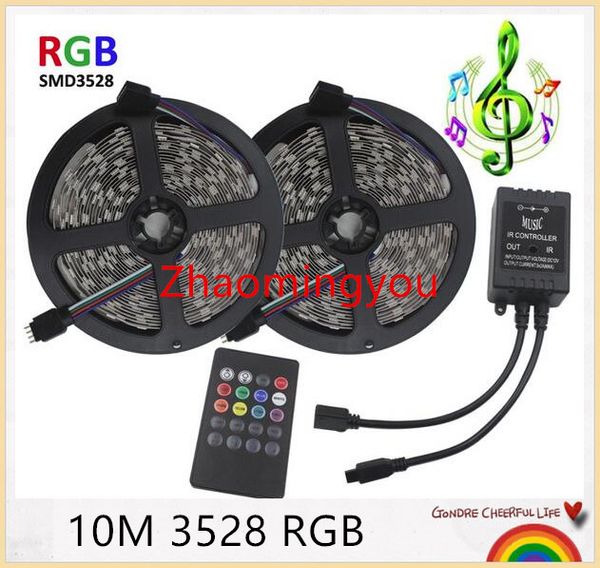 

3528 RGB LED Strip Flexible Light 10M 600Leds SMD2835 60LEDs/m music IR Remote Controller DC12V , Home Decoration LED Stripe