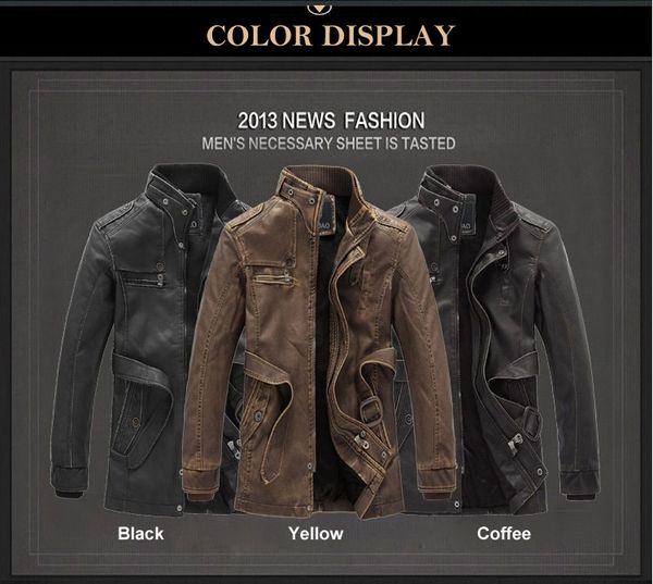 New 2016 men clothing Pu Leather jacket Winter coat motorcycle leather jackets cultivate one's morality trench coat high quality