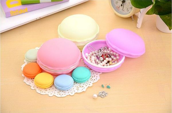 Contenitore di regali di moda di grandi dimensioni 10 * 10 * 5 cm Simpatico colore della caramella Macaron Mini contenitore di immagazzinaggio di gioielli cosmetici Contenitore di gioielli Caso di pillola Regalo di compleanno Display