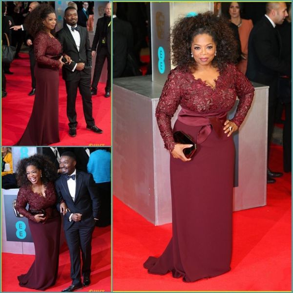 

burgundy plus size prom dresses long sleeves v neck lace applique evening gowns sweep train mermaid formal special occasion dress, Black