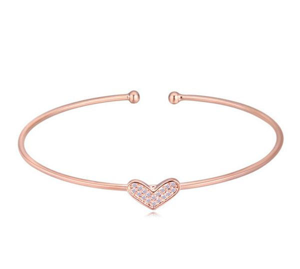 

bangle bracelets women luxury fashion quality zircon 18k gold plated heart style bangles jewelry wholesale drop shipping tbr016, Black