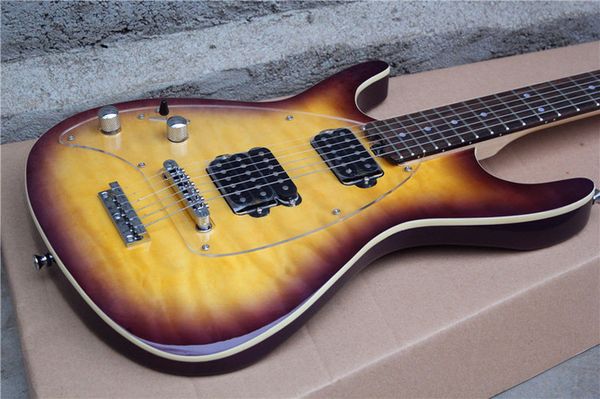 Hot Sale MusicMan sol Steve Morse Y2D roxo violeta guitarra elétrica top maple figurado