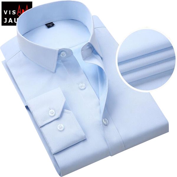 Wholesale-DA JAUNA Popular New  Fashion Business Men Shirt New Male Cotton High Quality Solid Long Sleeves Shirts S-4XL MC0175