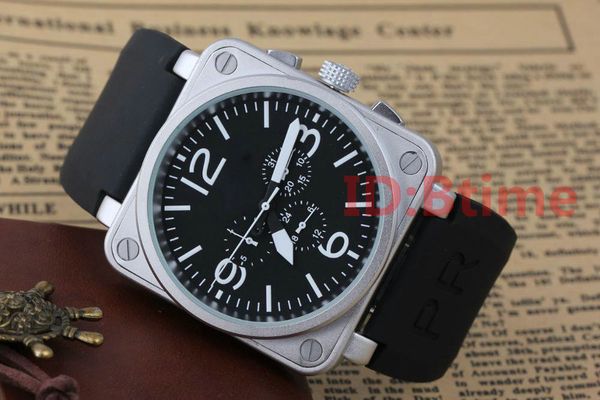 

new mens Â automatic movement mechanical stainless steel watch aviation men dive black rubber silver black watches wristwatches, Slivery;brown