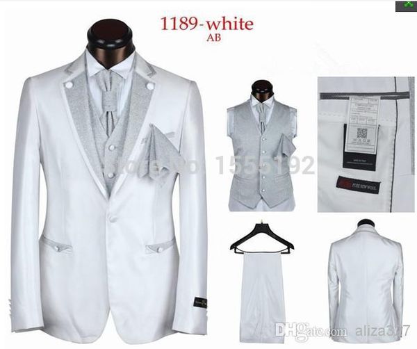 

wholesale-selling 2016 new brand wedding suits tuxedo costume suit black coffee sliver white one button five pieces, White;black