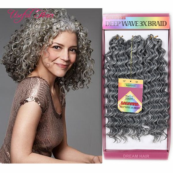 Capelli sintetici intrecciati a onde profonde 3 pezzi / confezione Bouncy Curl 10 pollici freetress capelli ad onda d'acqua trecce all'uncinetto capelli ricci profondi 3X trecce trecce jumbo