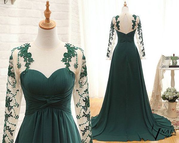 

Dark Green Chiffon Mother of the Bride Dresses For Wedding Lace Sweep Train Plus Size robe mere de la mariee