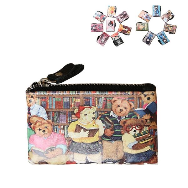 

cartoon cute coin wallets holders ladies girls boys cow genuine leather zipper wallets and credit card holders packet purses fashion, Red;black