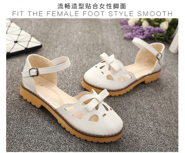 

female student summer sandals flat hollow baotou rome shoes with low korean all-match breathable 2016 new shoes tide, Black