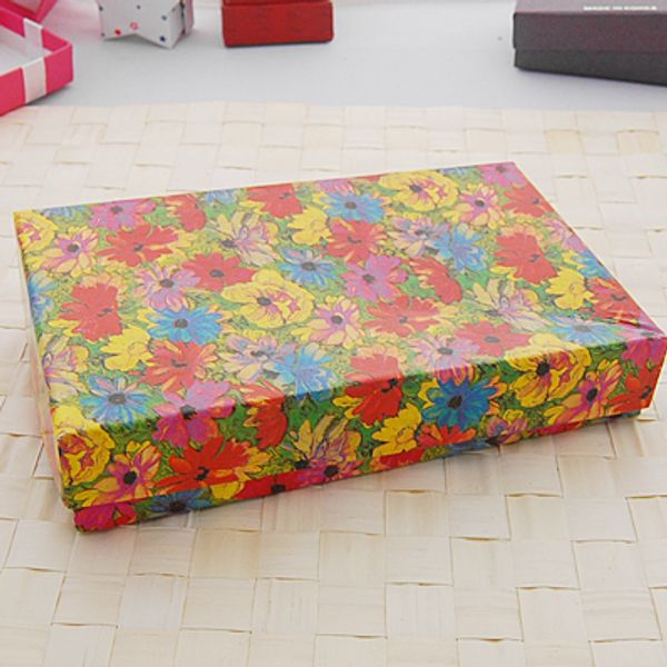 

[simple seven]colorful flower classic pendant box/princess vintage necklace display/ring case /gift packaging box for women jewelry, Black;white